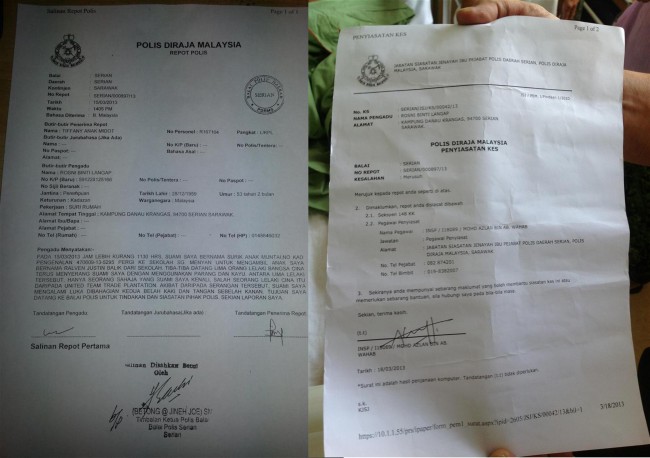 Surik anak Muntai's police report contradicts the claims that there have been no complaints of violence in Melikin