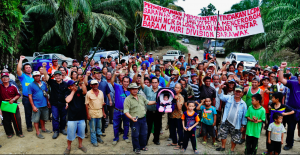 What about OUR future? Baram protesters place a baby symbolically at the head of their anti-dam march