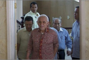 Showing the strain - Taib's 'healthy glow' has clearly evaporated under the strain as he attempts to cling on