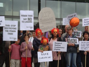 Protestors gathered outside Taib's showcase conferece at Said Business School, Oxford in 2010