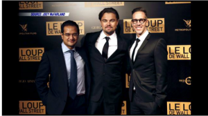 Aziz and Mcfarland and their Wolf of Wall Stree star and regular party pal Leonardo di Caprio