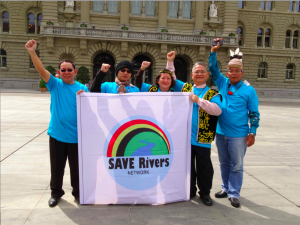 Sarawak's Save Rivers Campaigners outside the Swiss Parliament building this week