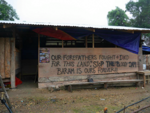 "Our forefathers fought + died for this land. Baram is ours forever" - Message at the blockade site.