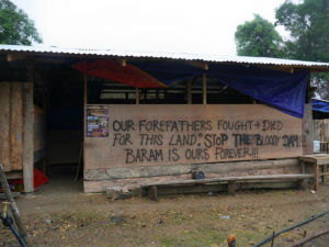 "Our forefathers fought   died for this land. Baram is ours forever" - Message at the blockade site.