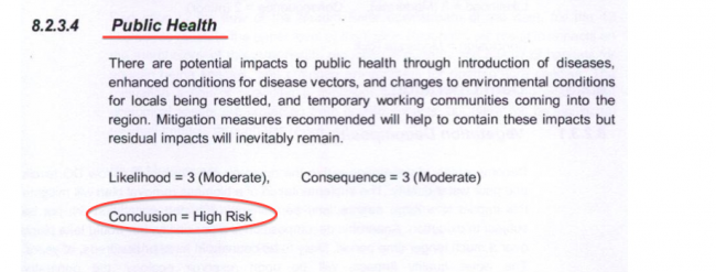 Effects on Public Health were categorised as "High Risk" but Taib still went ahead