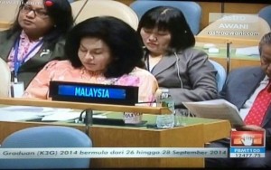 All powerful 'First Lady'. Rosmah sits in for Malaysia during Najib's UN speech!