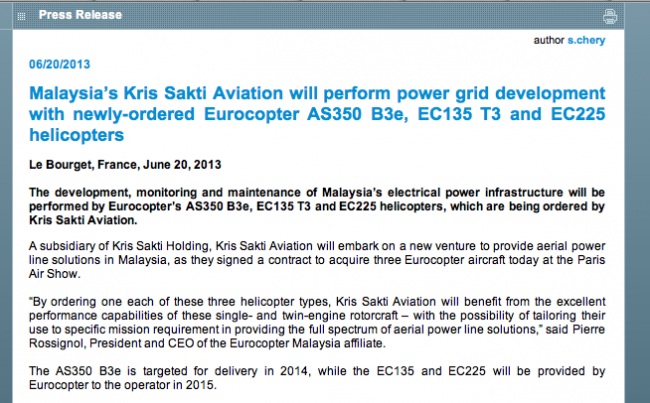 Kris Sakti's original plans, before it apparently sold on the 'copters to Sarawak Cable
