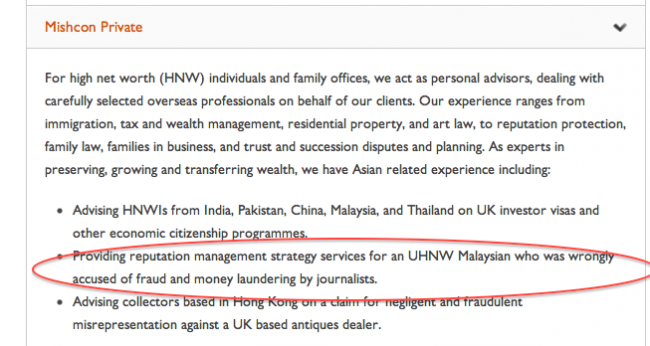 Our Ultra High Net Worth Clients - including plainly Taib Mahmud