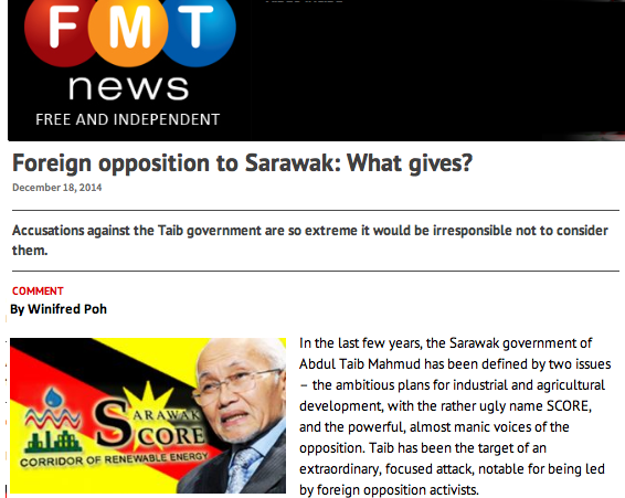 The article in FMT attacks our right to reveal corruption by Taib Mahmud