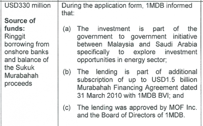 The money did not go to 1MDB BVI, it went to Jho Low's Good Star and to the buy out of UBG.