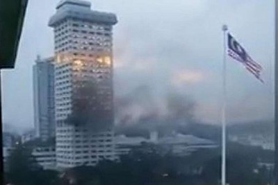 Fire on the 10th floor of Bukit Aman last night - it is where all the documents on white collar crime are kept.... a coincidence people are asking?