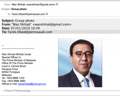 Sent PMO aide Wan Shahib to Tarek Obaid