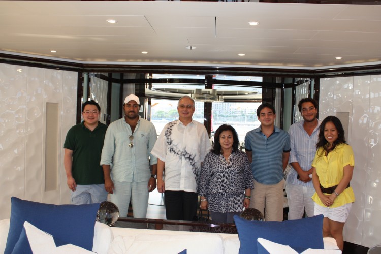 The key players - left to right - Jho Low; Prince Turki (PetroSaudi); PM Najib Razak; Rosmah Mansor (wife); son; Tarek Obaid (PetroSaudi); daughter