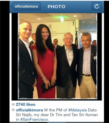 GSI's trendy Malaysia boss Tim Leissner + model wife Kimora Lee Simmonds and PM Najib Razak, who with his wife Rosmah is their friend according to Facebook
