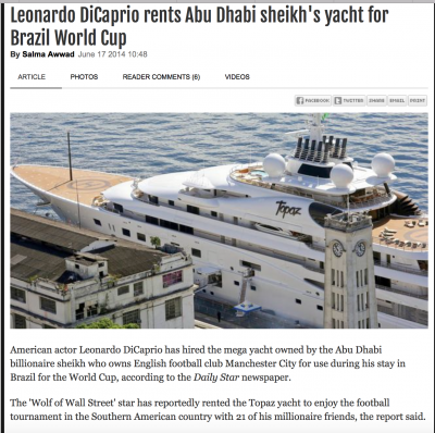 Topaz is funded by Al Qubaisi - he Jho Low and DiCaprio cavorted on it down in Rio during the Rio cup - Beat that Jason Belfort!