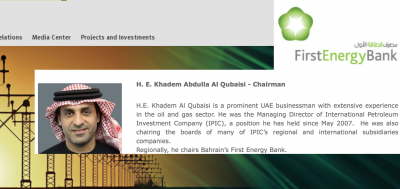 KAQ is Chair of 1st Energy Bank, whose largest shareholder is Tasameem