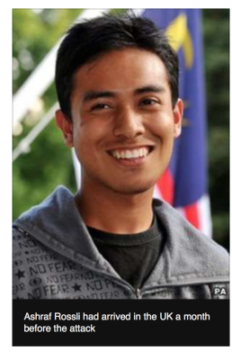 Spot the name change - Ashrai Rossil, the Malaysian student famous for getting hurt in a gang attack in London