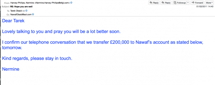 Regular payment from Tarek to Nawaf?