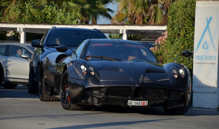 Al Qubaisi roars out of St Tropez's Nikki Beach in his Pagani supercar 2012