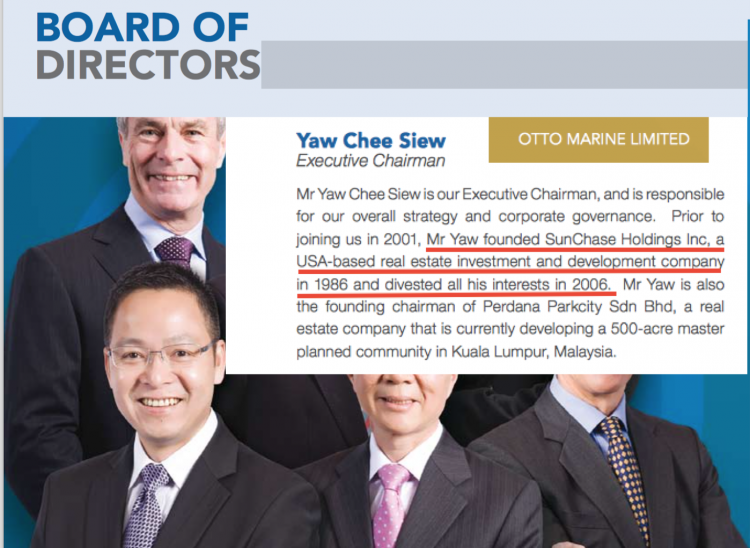 Chee Siew Yaw (CSY)'s CV at his new enterprise Otto Marine - Ann Rpt 2008