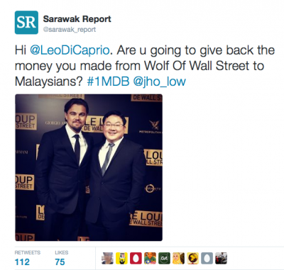Sarawak Report has pointed out to Leonardo Dicaprio that there are serious concerns surrounding the funding of Wolf of Wall Street