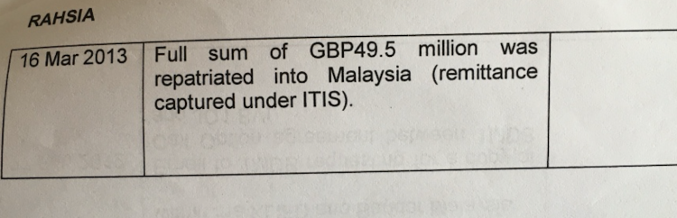 Small mercies?  This relatively tiny sum is the only amount so far recorded as returned by 1MDB