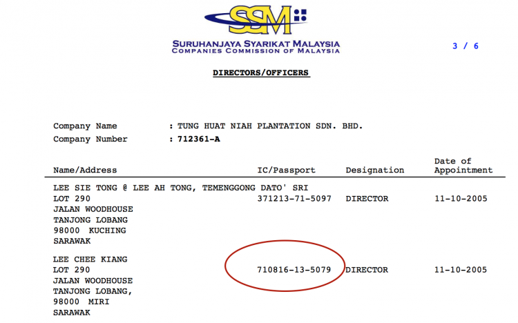 Temenggong father and son were the original Directors of the company - note the ID number matches the charge sheet above