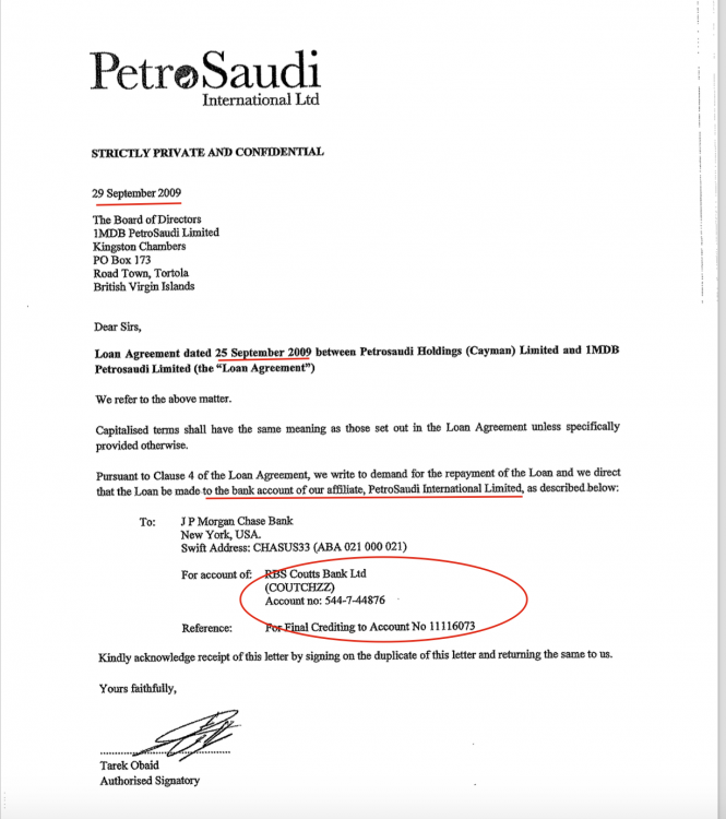 Blatant lie - PetroSaudi did not have a Coutts account - signed by Tarek Obaid, director and shareholder
