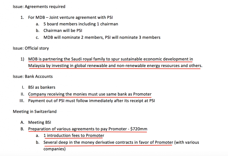Big payment to 'The Promotor' is the paramount objective, to be hidden by holding bank accounts at the same branch at PetroSaudi so the money is more easily shifted over ..