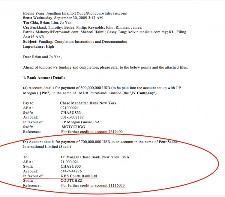 Masking the transfer to make it look as if it was going to PetroSaudi