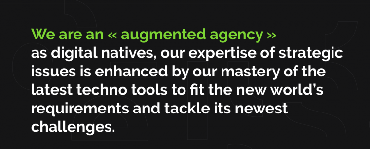 An Augmented agency that advertises 'Augmented Solutions"