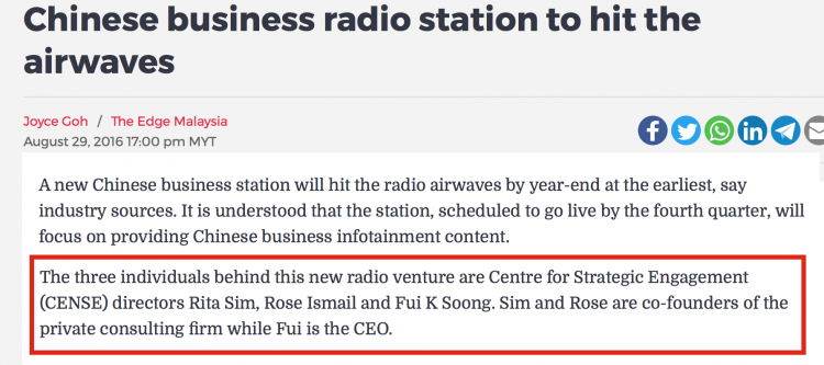 The strategic engagement appears to have included broadcasting supposedly objective business news on a business radio station