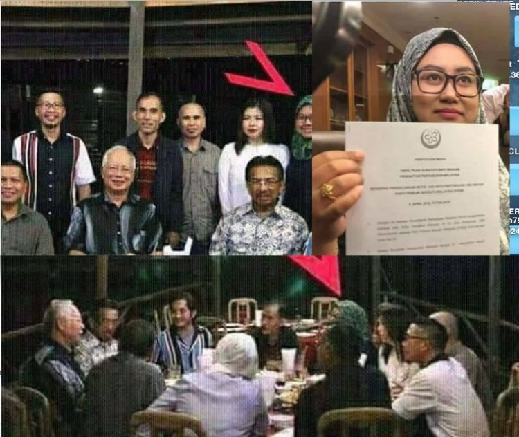 Infuriated netizens have circulated this series of pictures showing the alleged cosy relationship between Najib and the Director of the Election Commission, seen here enjoying a dinner together