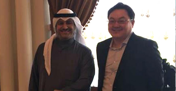 Sheikh Sabah and Jho Low at a ceremony in the al-Sabah mansion April 2016