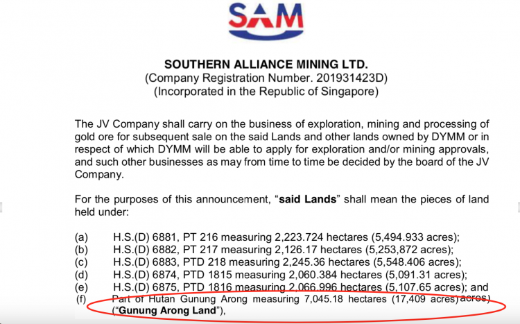 SAM revealed that the Sultan of Johor has successfully applied for a wide swathe of mining licences in the state for which the company will offer him 30% of all their pre-tax profits