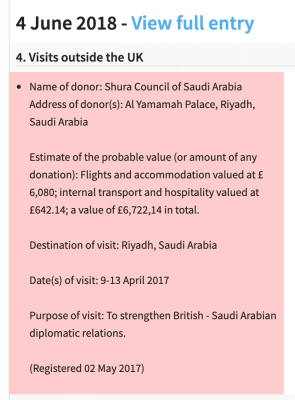 Hosted on visits by Saudi Arabia whilst employed by Thomas Kaplan