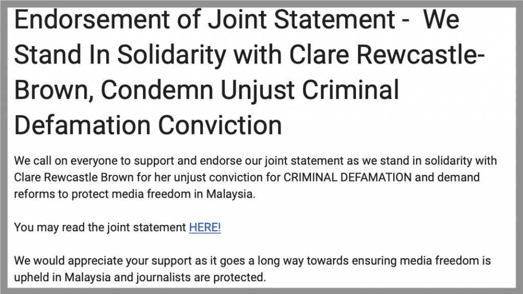 Malaysia’s Centre for Independent Journalism (CIJ) Issues Solidarity Statement For SR   Media Freedom